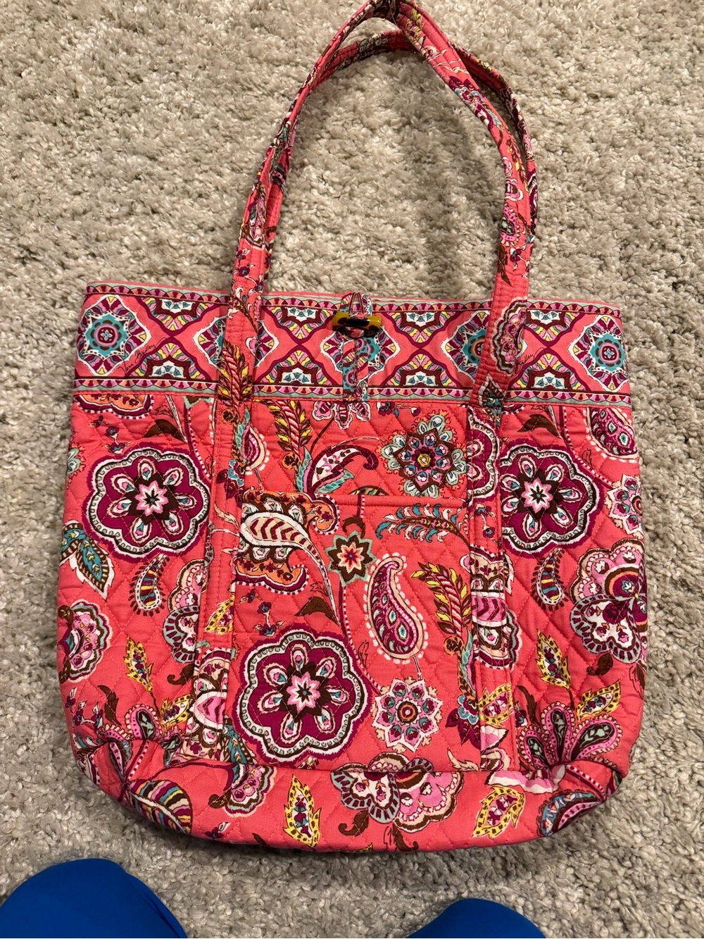 Vera Bradley Coral Paisley Floral Quilted Tote Bag